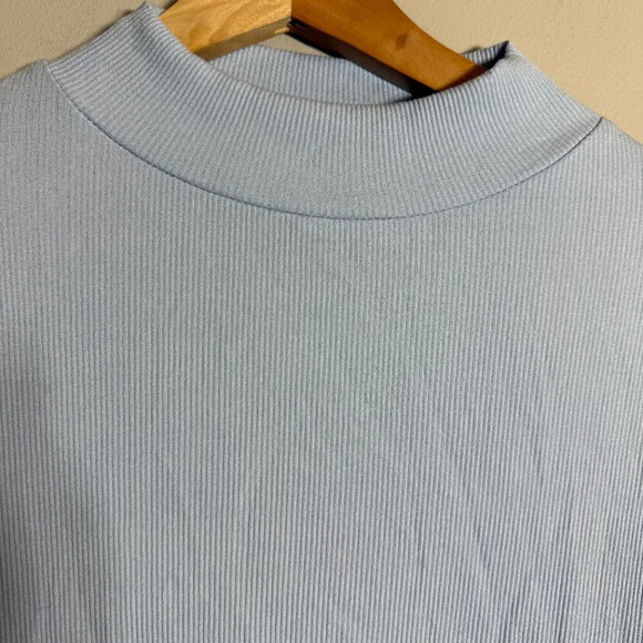 NWOT By Together Every Layer Top Ribbed Mock Neck Women's Medium Light Blue - Picture 6 of 11